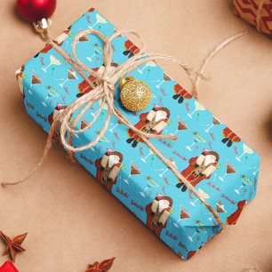 Papel De Presente Papai Noel de Natal trazendo Bebidas de Festa