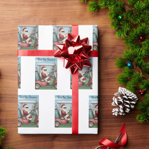 Papel De Presente Papai Noel de Óculos de Sol no Carrinho de Golfe É