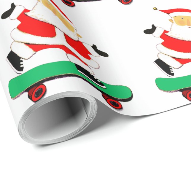 Papel De Presente Papai Noel de skate (Ponta do rolo)