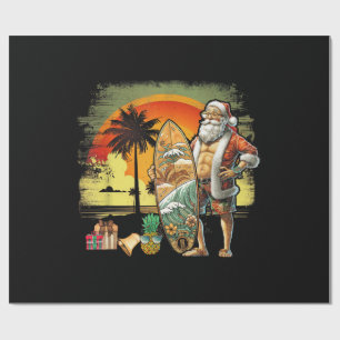 Papel De Presente Papai Noel de Surf de Verão Tropical 6 Pack Christ