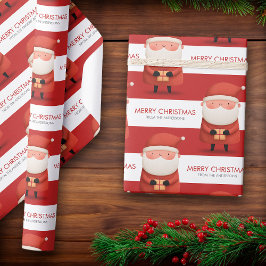 Papel De Presente Papai Noel Desenho Animado Fofo Natal Nome Vermelh