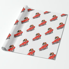 Papel De Presente Papai Noel dirigindo um carro retrô com giftsb