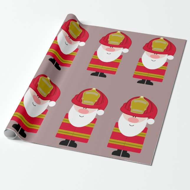 Papel De Presente Papai noel do bombeiro (Desenrolado)