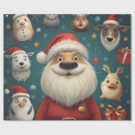 Papel De Presente Papai Noel do Natal Animal
