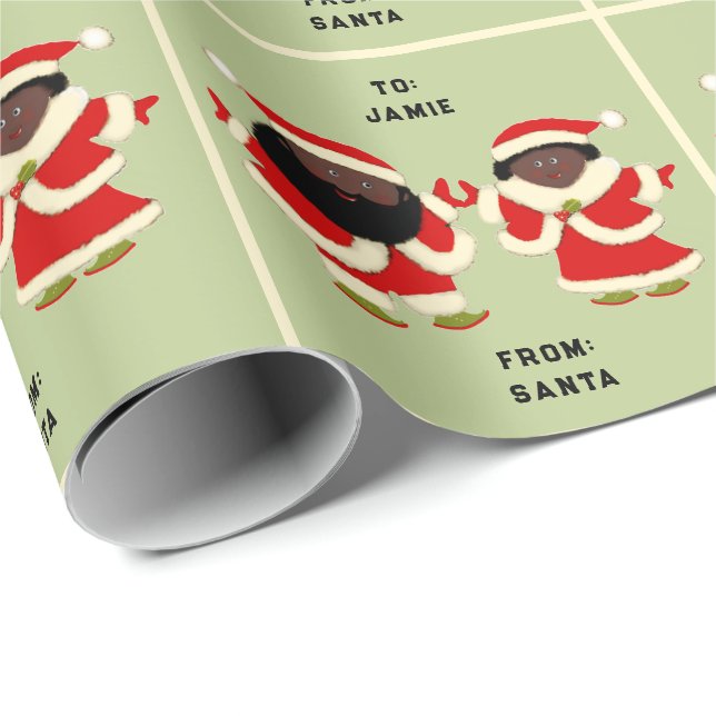 Papel De Presente Papai Noel e a Sra. Claus (Ponta do rolo)