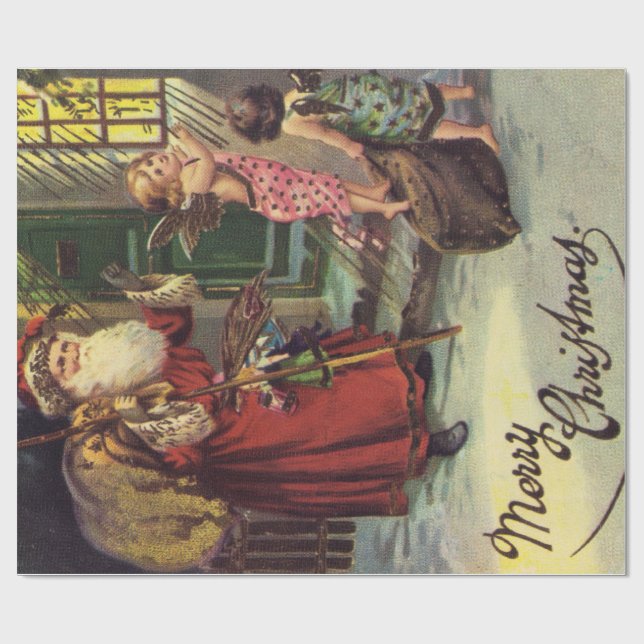 Papel De Presente Papai Noel e anjos do Natal (Aberto)