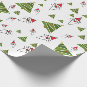 Papel De Presente Papai Noel e Árvores de Natal
