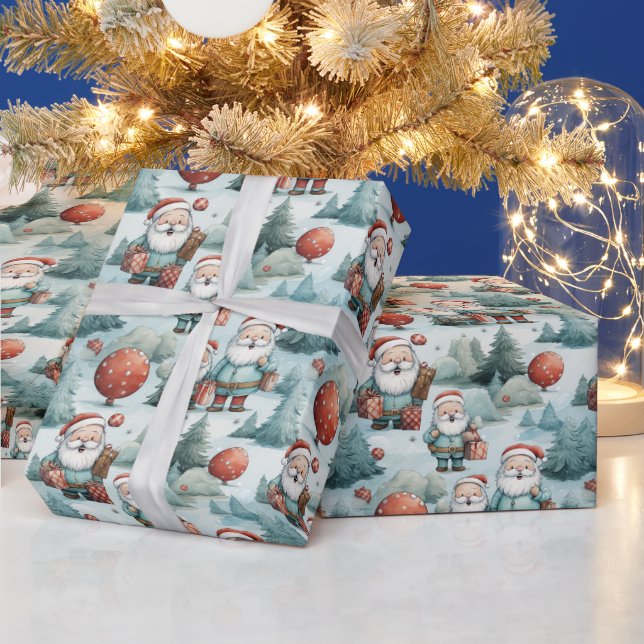 Papel De Presente Papai Noel e Árvores de Natal (Feriados)