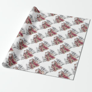 Papel De Presente Papai Noel e jovens corças