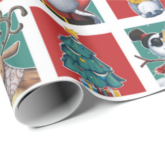 Papel De Presente Papai noel e miúdos pretos do Feliz Natal