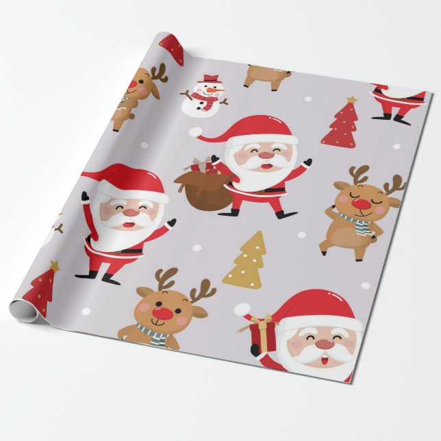 Papel De Presente Papai Noel E Neve (Desenrolado)