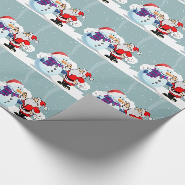 Papel De Presente Papai Noel e Neve (Ponta)