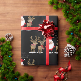 Papel De Presente Papai Noel e Reindeer - Fofo de Natal
