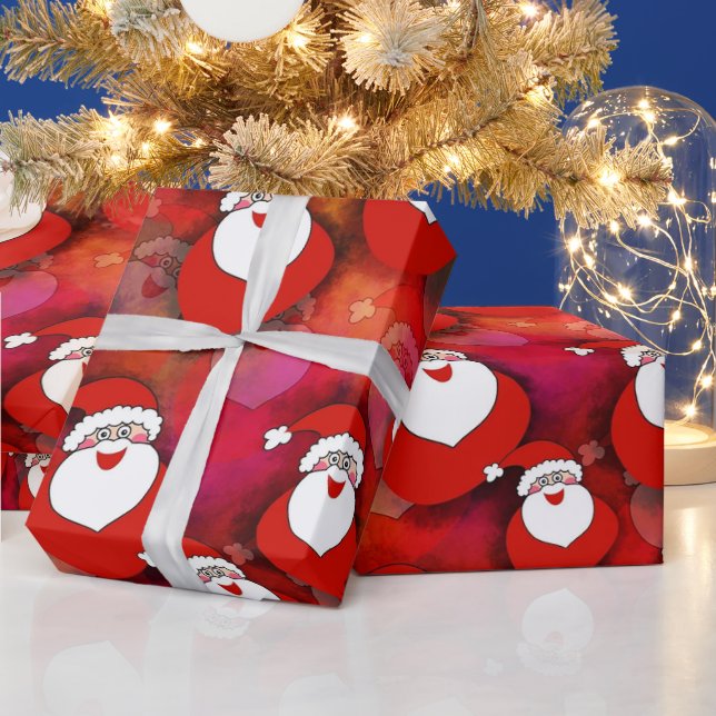 Papel De Presente Papai Noel Engraçado Vermelho Natalício (Feriados)