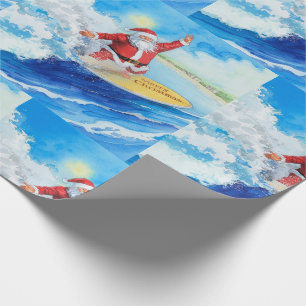 Papel De Presente Papai Noel está Surfando no Feriado de Natal