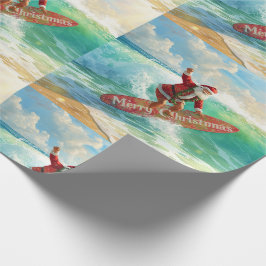 Papel De Presente Papai Noel está Surfando no Feriado de Natal 