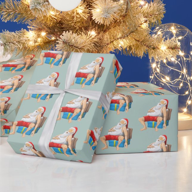 Papel De Presente Papai Noel está tirando um cochilo (Feriados)