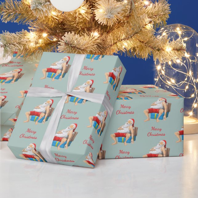 Papel De Presente Papai Noel está tirando um cochilo (Feriados)