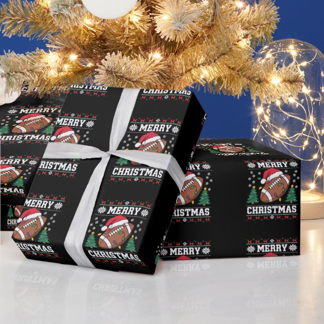 Papel De Presente Papai Noel estilo suéter feio de Natal Futebol Ame (Feriados)