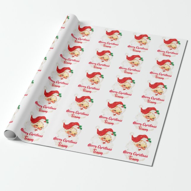 Papel De Presente Papai Noel Feliz Natal Personalizado (Desenrolado)