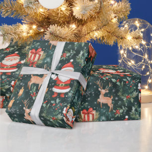 Papel De Presente Papai Noel Festivo de Natal