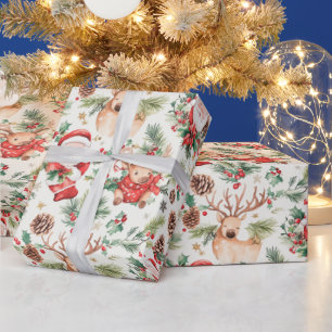 Papel De Presente Papai Noel Festivo de Natal