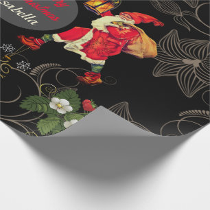 Papel De Presente Papai Noel Flores Vintage