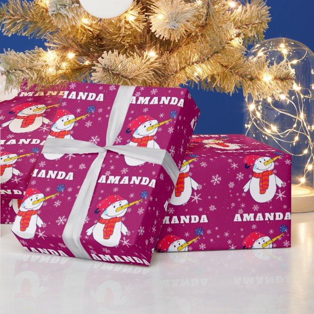 Papel De Presente Papai Noel Fofo com Flocos de Neve Natal das Crian (Feriados)