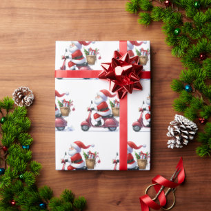 Papel De Presente Papai Noel Italiano Divertido Vespa Babbo Natale