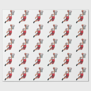 Papel De Presente Papai Noel Jogando Basquete Amantes do Esporte de