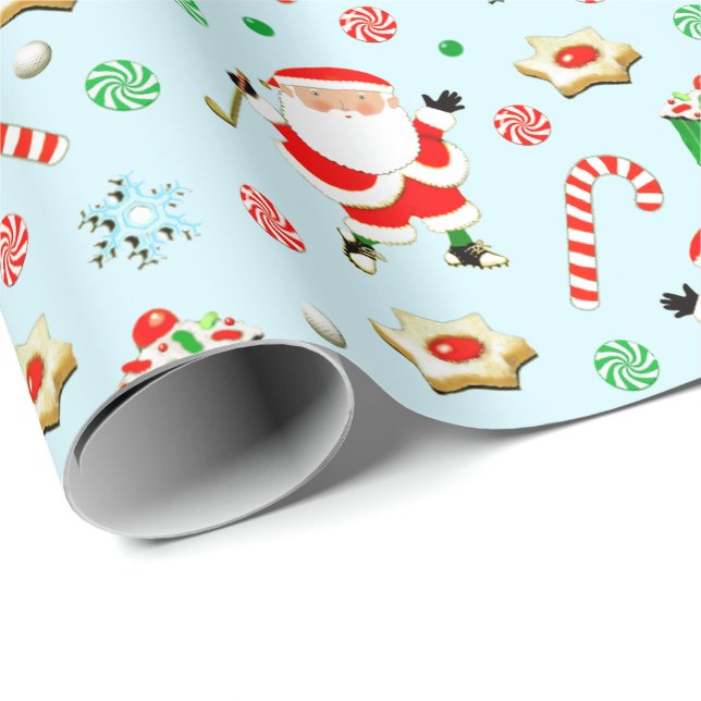 Papel De Presente Papai Noel Jogando Golfe (Ponta do rolo)