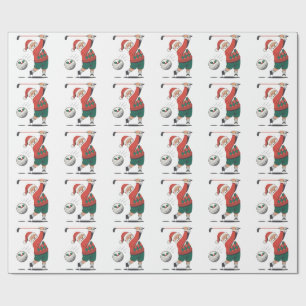 Papel De Presente Papai Noel Jogando Golfe Jogador de Golfe Natal 