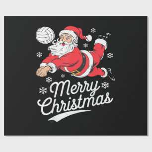 Papel De Presente Papai Noel Jogando Volei de Natal Pijama Legal Esp