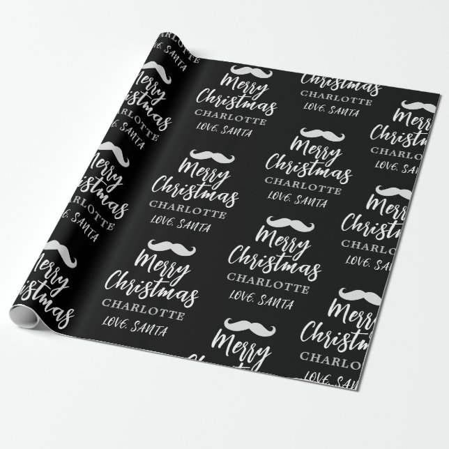 Papel De Presente Papai Noel Mustache Personalizou o Natal Negro (Desenrolado)