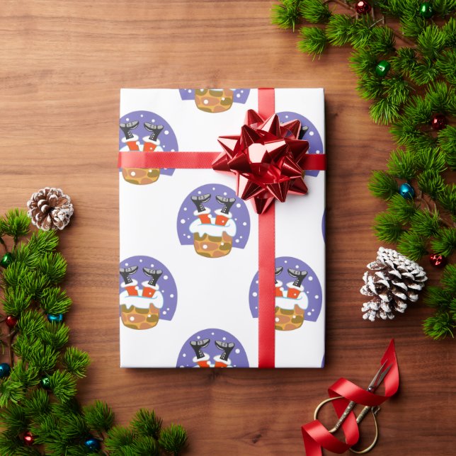 Papel De Presente Papai Noel Na Chaminé, Neve, Natal, Ano Novo (Presente de Natal)