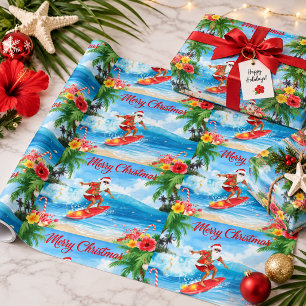 Papel De Presente Papai Noel nas Ondas Feliz Natal da Costa