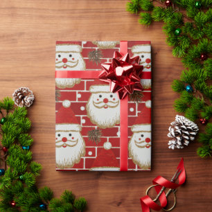 Papel De Presente Papai Noel Natalino em Parede de Tijolo
