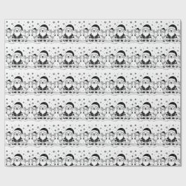 Papel De Presente Papai Noel Negro e Branco com Rebeldes