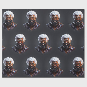 Papel De Presente Papai Noel Negro Melanina Natal 3D St. Nick