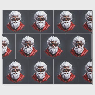 Papel De Presente Papai Noel Negro Melanina Natal Bruh Rei Irmão
