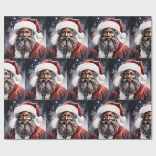 Papel De Presente Papai Noel Negro Melanina Natal Bruh Rei Irmão