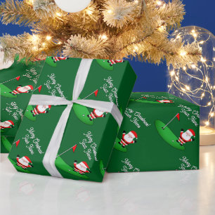 Papel De Presente Papai Noel no campo de golfe engraçado Natal