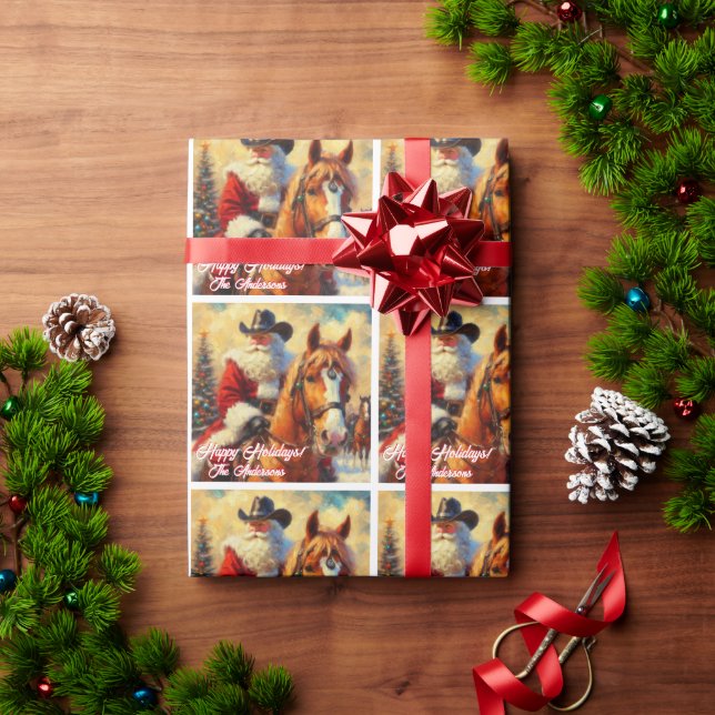 Papel De Presente Papai Noel Ocidental e Natal do Cavalo (Presente de Natal)