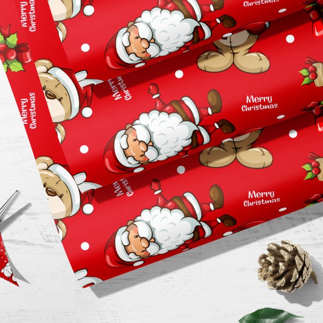 Papel De Presente Papai Noel | Papel de enrolamento vermelho de Nata (Criador carregado)