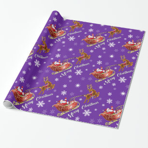 Papel De Presente Papai noel & papel de envolvimento do trenó. Roxo