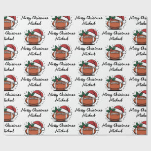 Papel De Presente Papai Noel Personalizado de Futebol Americano de N
