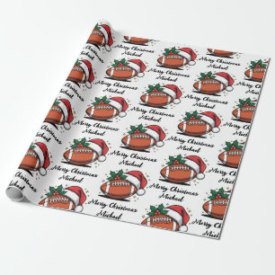 Papel De Presente Papai Noel Personalizado de Futebol Americano de N
