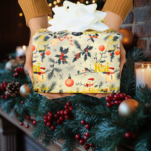 Papel De Presente Papai Noel Personalizado e Bonecos de Neve Natal