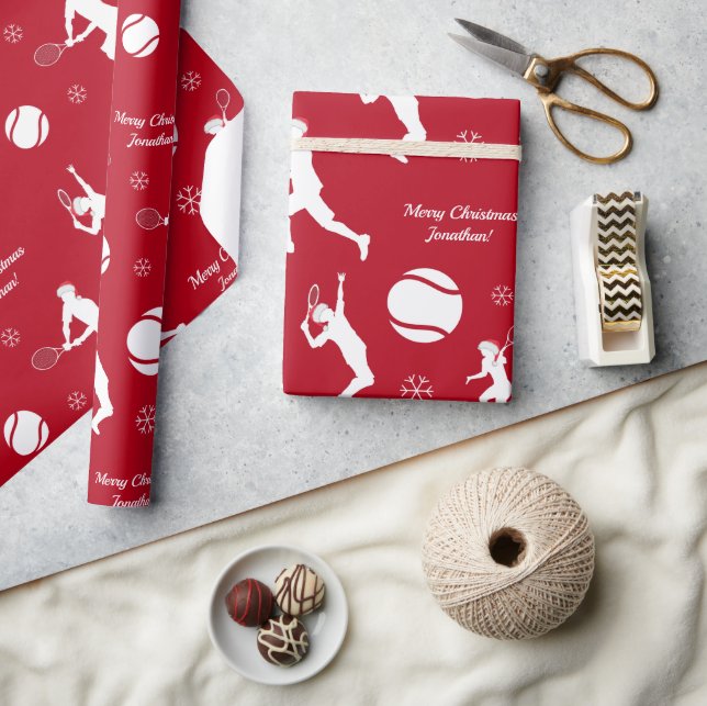 Papel De Presente Papai noel Player Ball Padrão Red Xmas Kid (Artesanato)