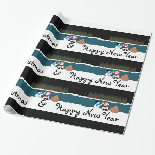 Papel De Presente Papai noel Presente Para Papel De Molho De Neve